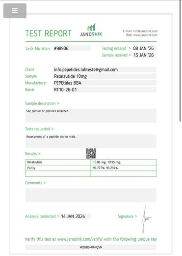 Certificado de analisis CoA 18