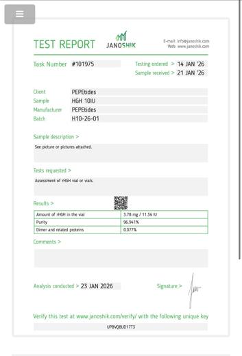 Certificado de analisis CoA 69